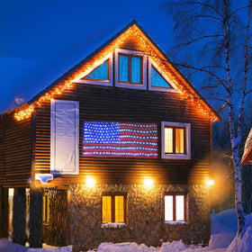 XTF2015 LED flag net lights outdoors on yard for celebration lighting