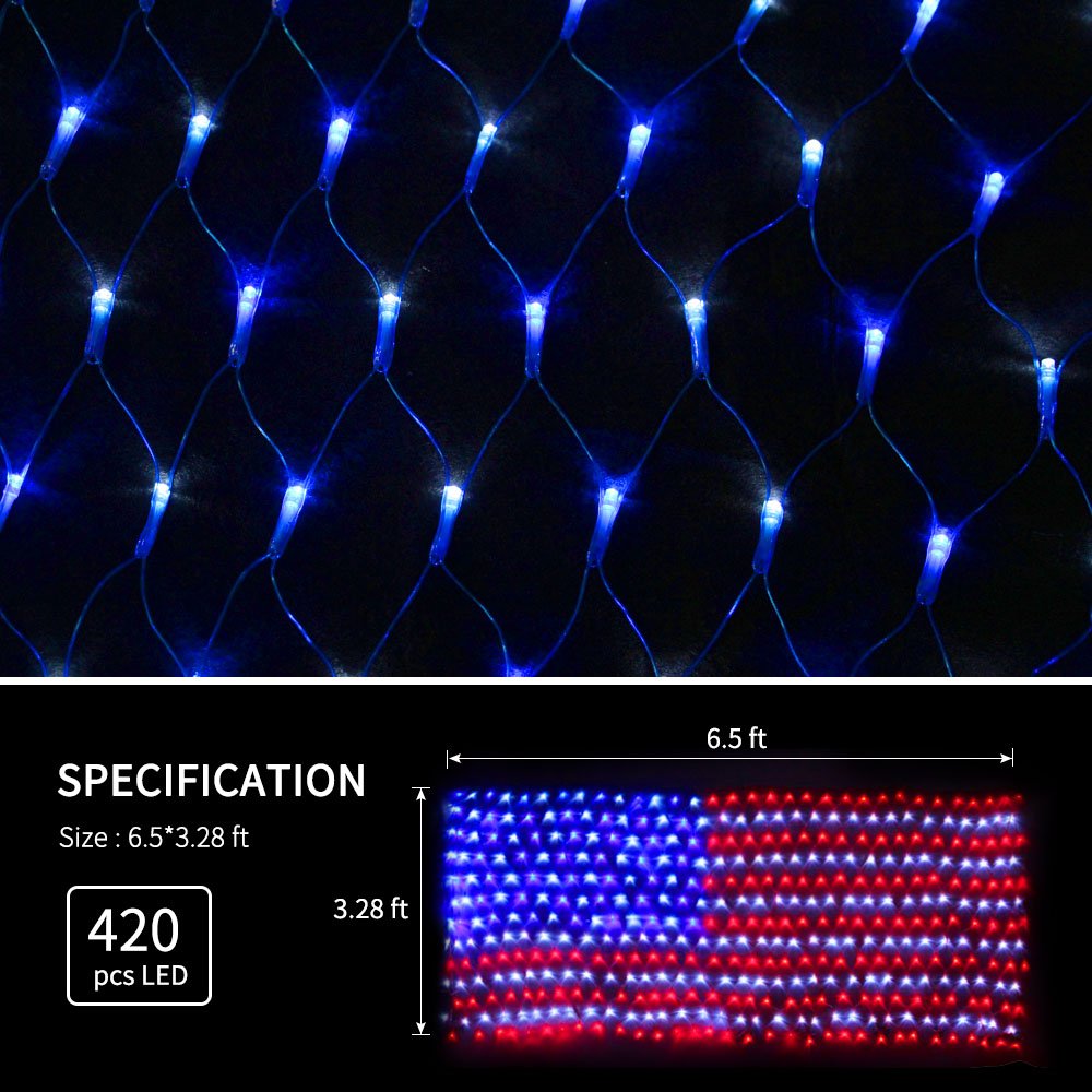 XTF2015 LED flag net lights on porch provide outdoor decorative glow