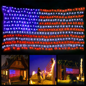 XTF2015 LED flag net lights close-up for a bright patriotic display