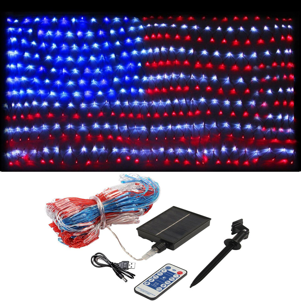 XTF2015 solar flag lights illuminate the flag net with 420 LEDs for outdoor display.