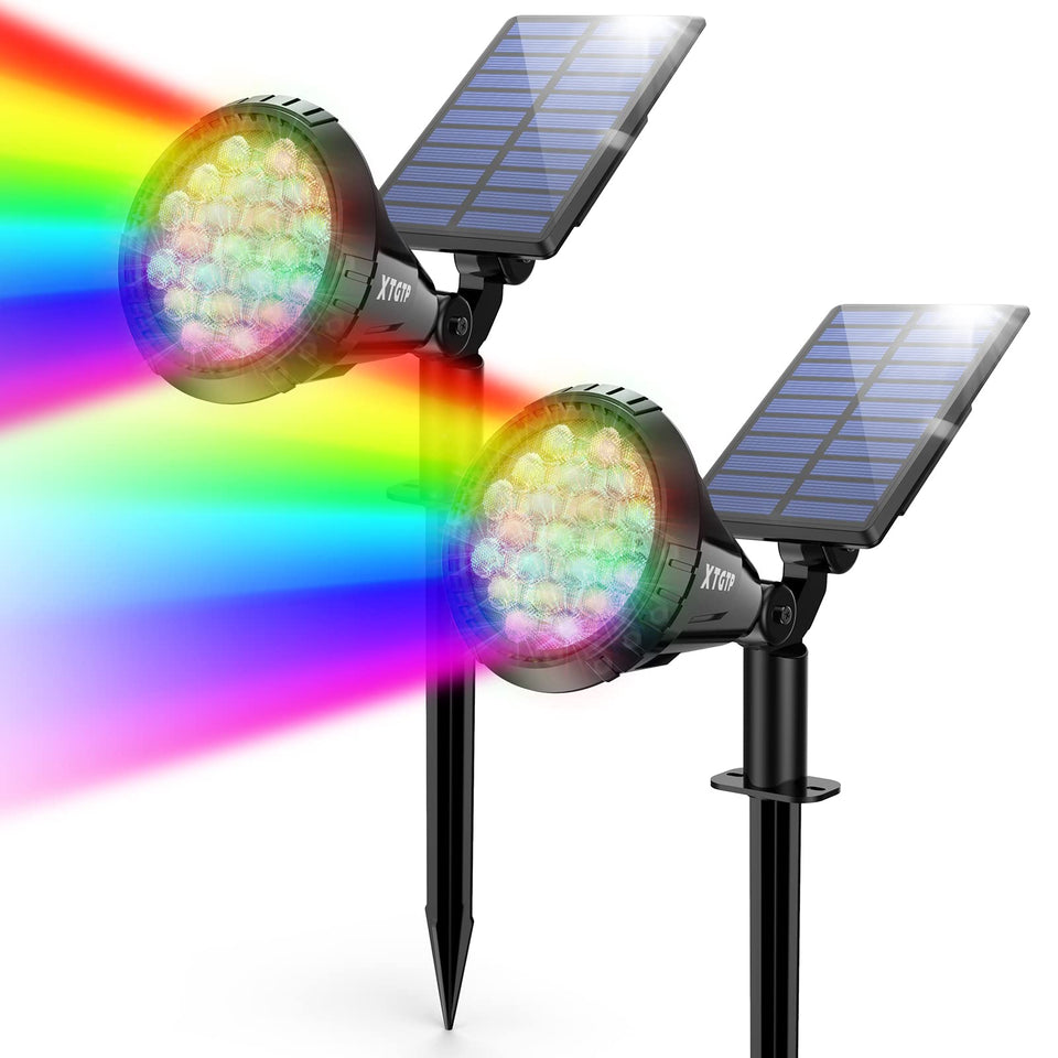 XTGTP Solar Color Spotlight angled head adjusts for precise landscape lighting