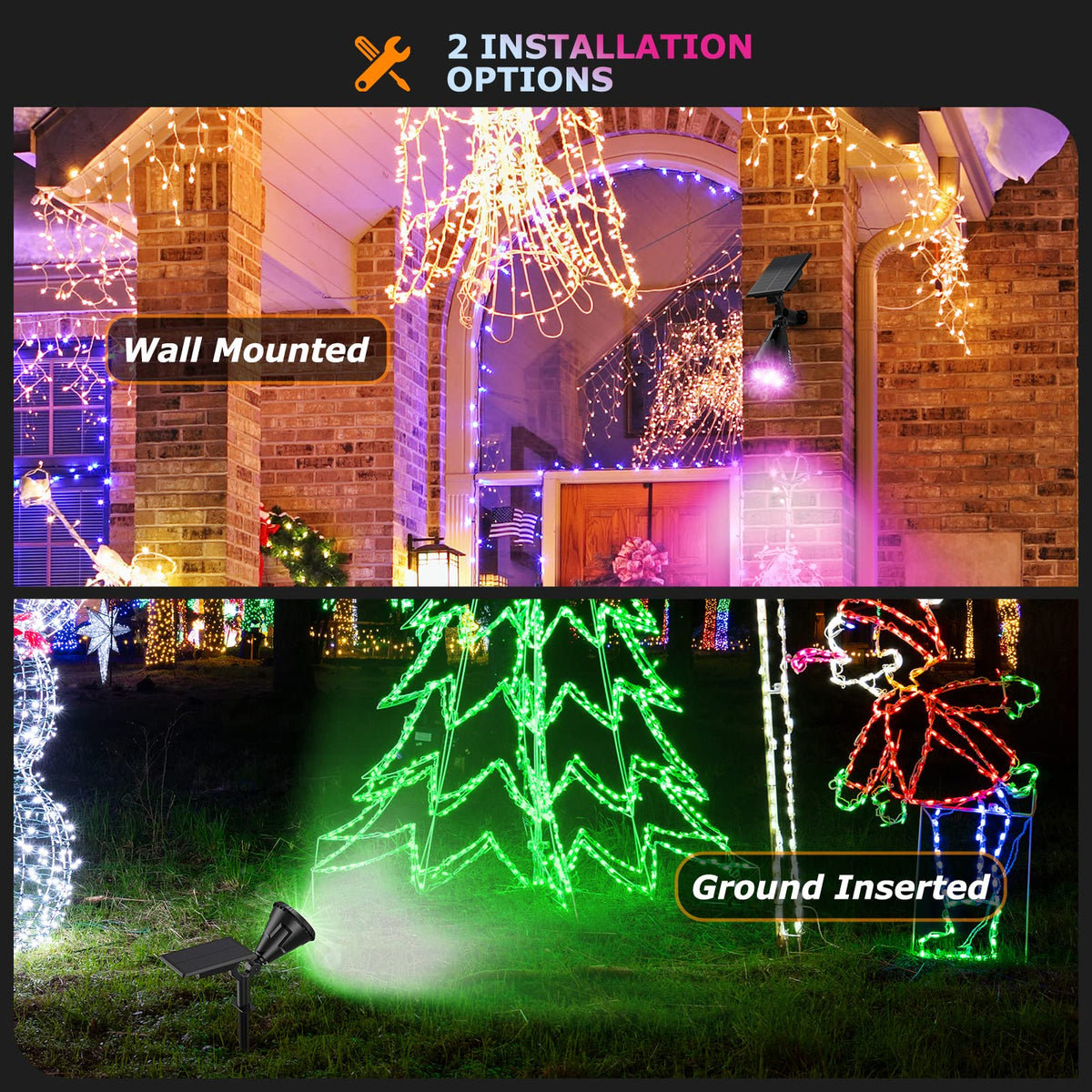 XTGTP Solar Color Spotlight tree illumination features foliage with dynamic color options