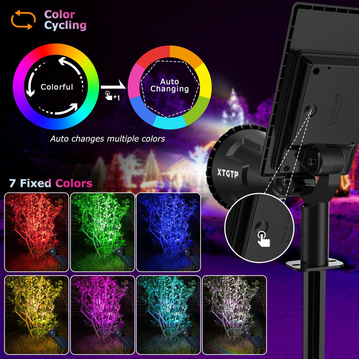 XTGTP Solar Color Spotlight wall mount ready lights entryways with ambient color