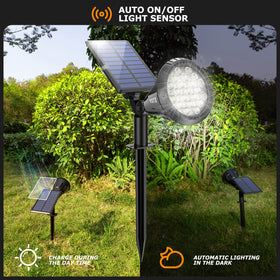 XTGTP Solar Spot Light two-pack providing broad outdoor coverage