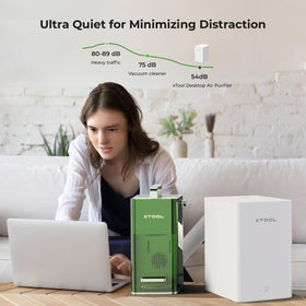 xTool F1 air purifier portable design; easy to move between spaces.