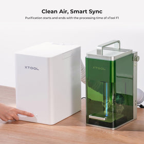 xTool F1 air purifier top view; small footprint for tight spaces.