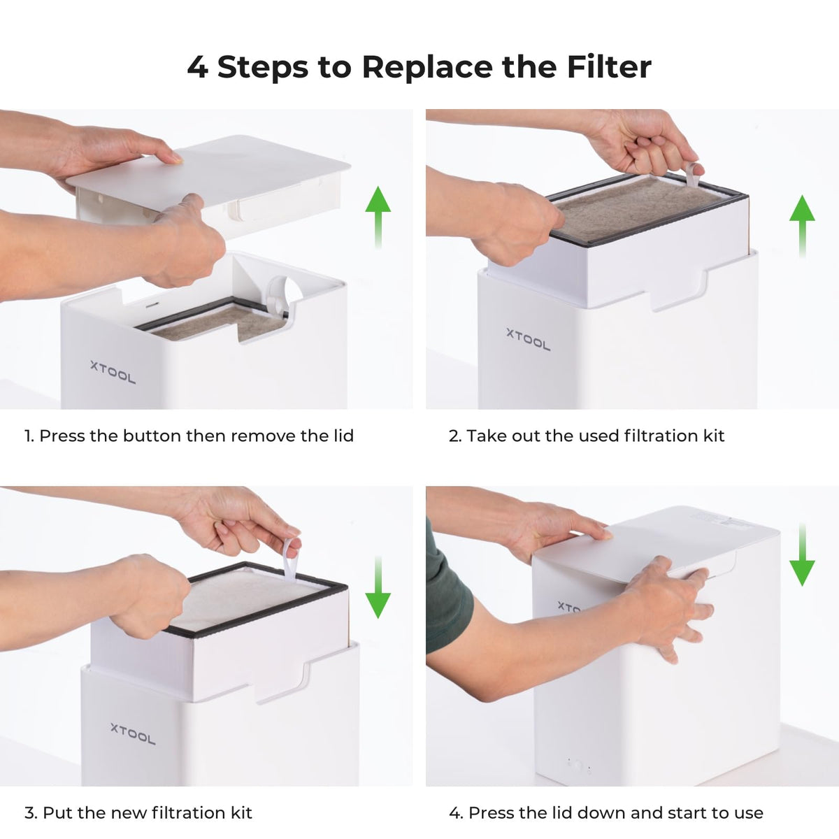 xTool F1 air purifier with laser engraver; synchronized operation.