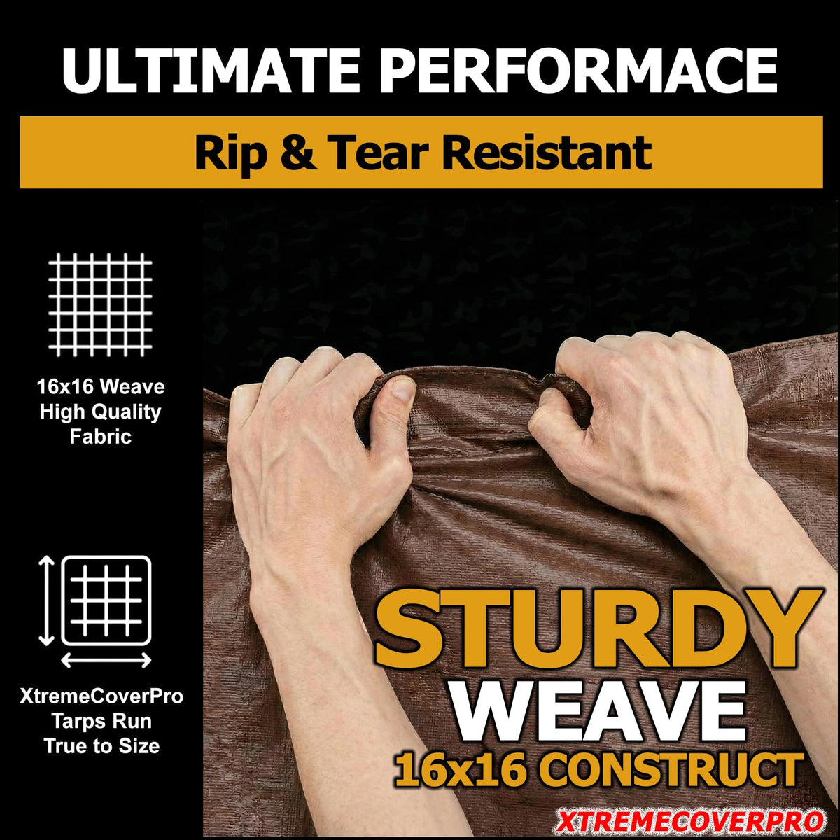 XTREME COVER PRO 20x20 tarp 16x16 weave offers high tear resistance