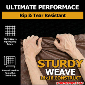 XTREME COVER PRO 20x20 tarp 16x16 weave offers high tear resistance