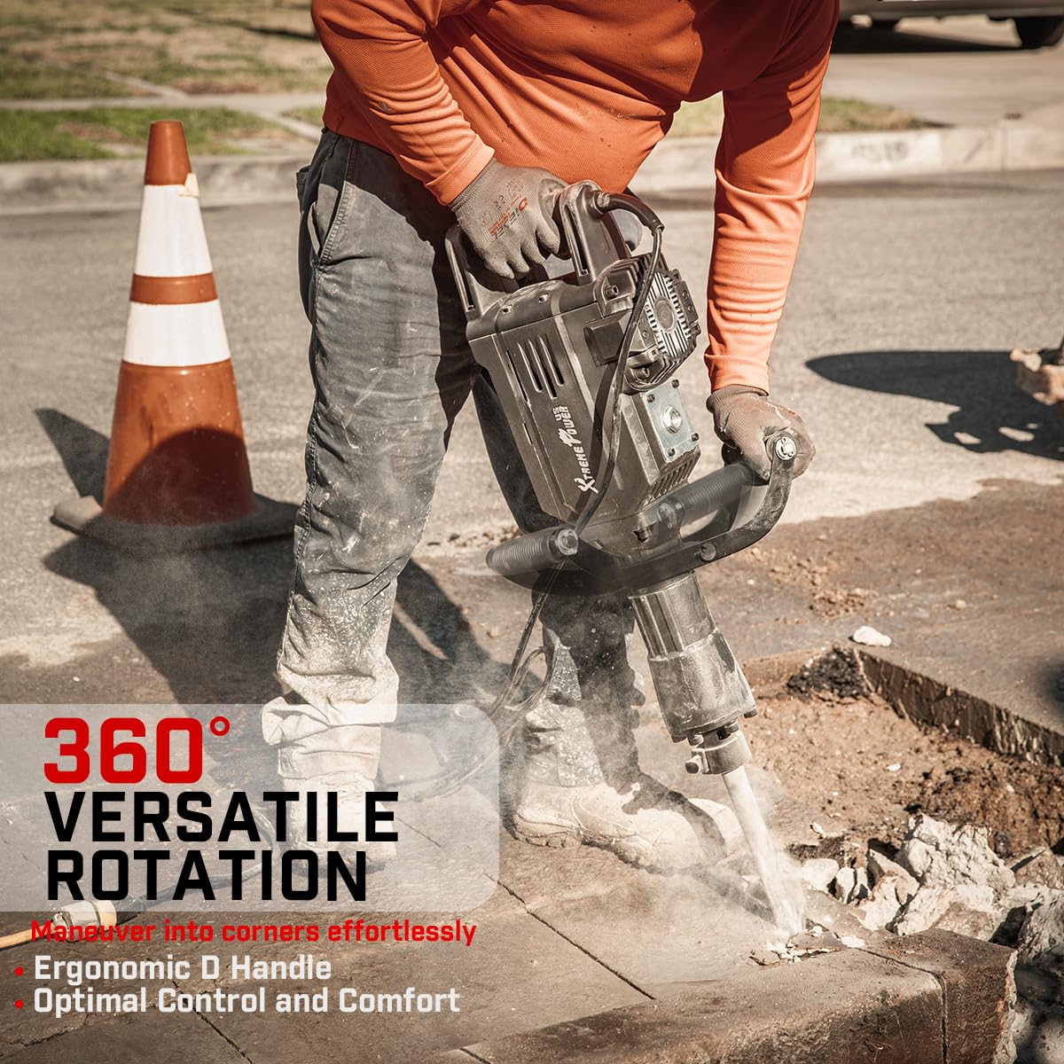 XtremepowerUS included bull point and flat chisels ready for demolition tasks.