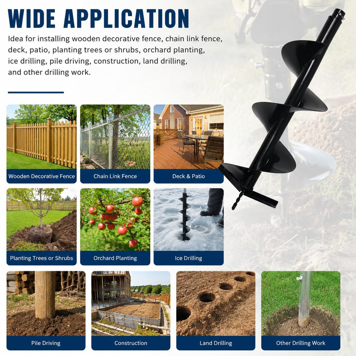 XtremepowerUS rugged earth auger suitable for gardening and fencing tasks