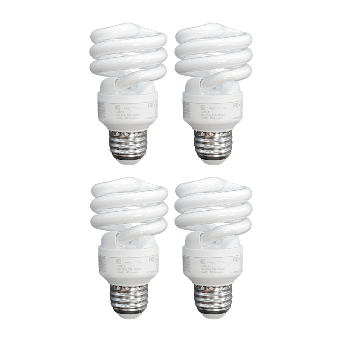 Xtricity 13W T2 spiral bulb with E26 base, efficient 60W replacement.