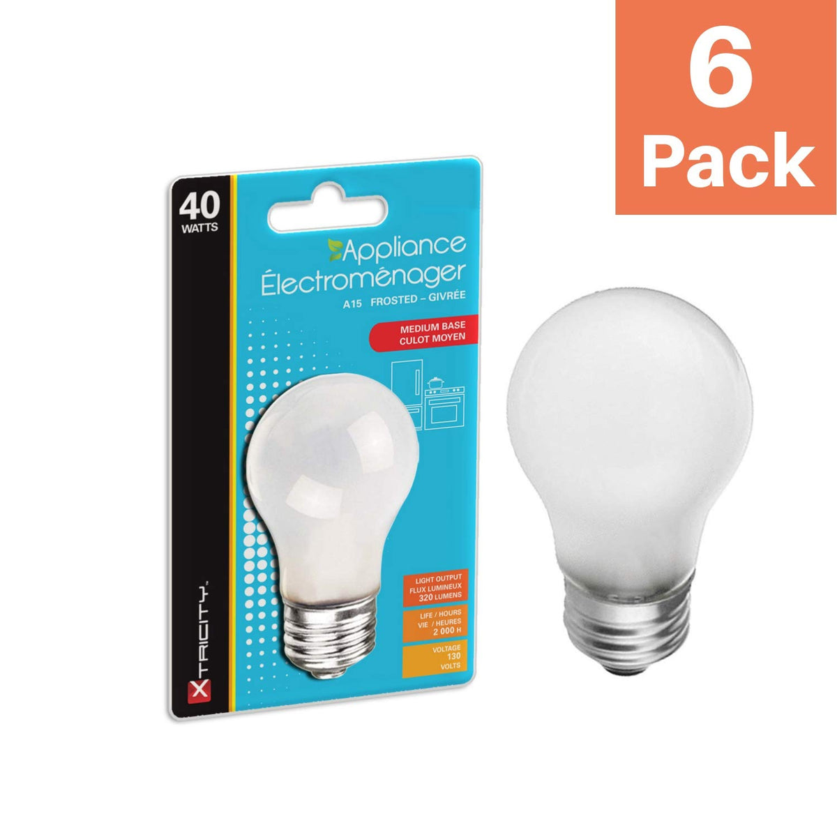 Xtricity 2700K soft white A15 bulb with E26 base for cozy kitchen lighting.
