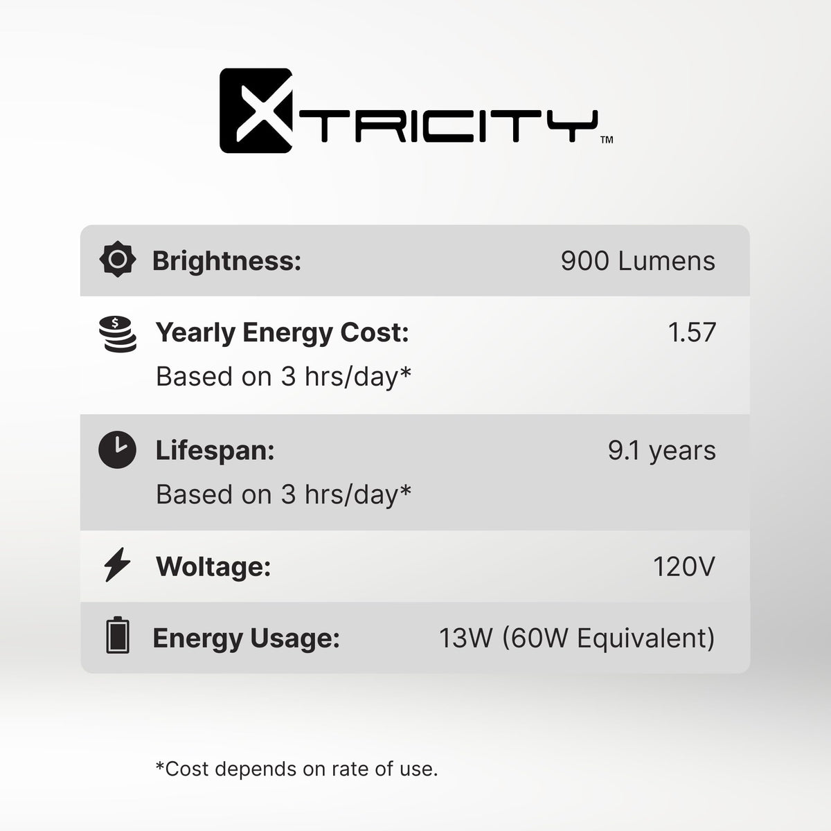 Xtricity E26 base connection shown for easy lamp replacement.