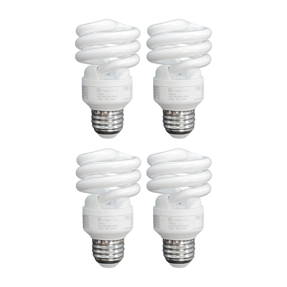 Xtricity T2 spiral bulb front view, ideal for desk lamps.