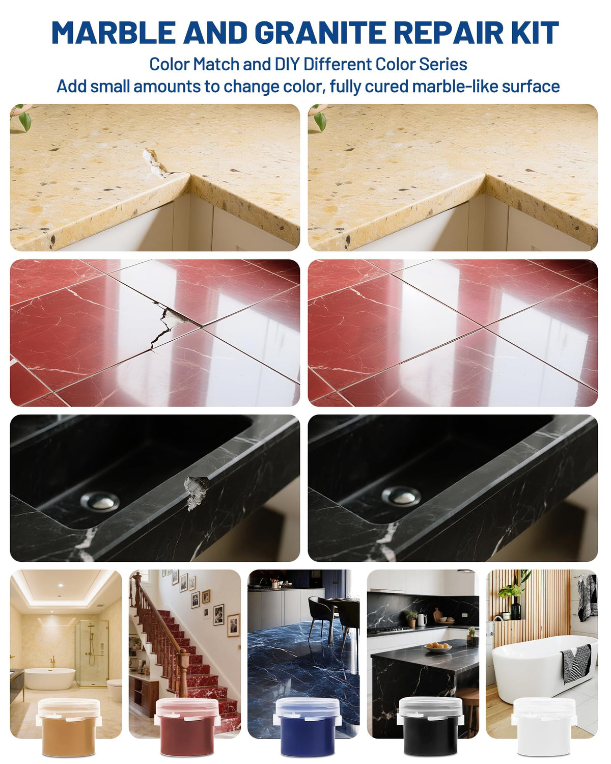 XUDOAI 24-hour curing process guidance for durable countertop repair