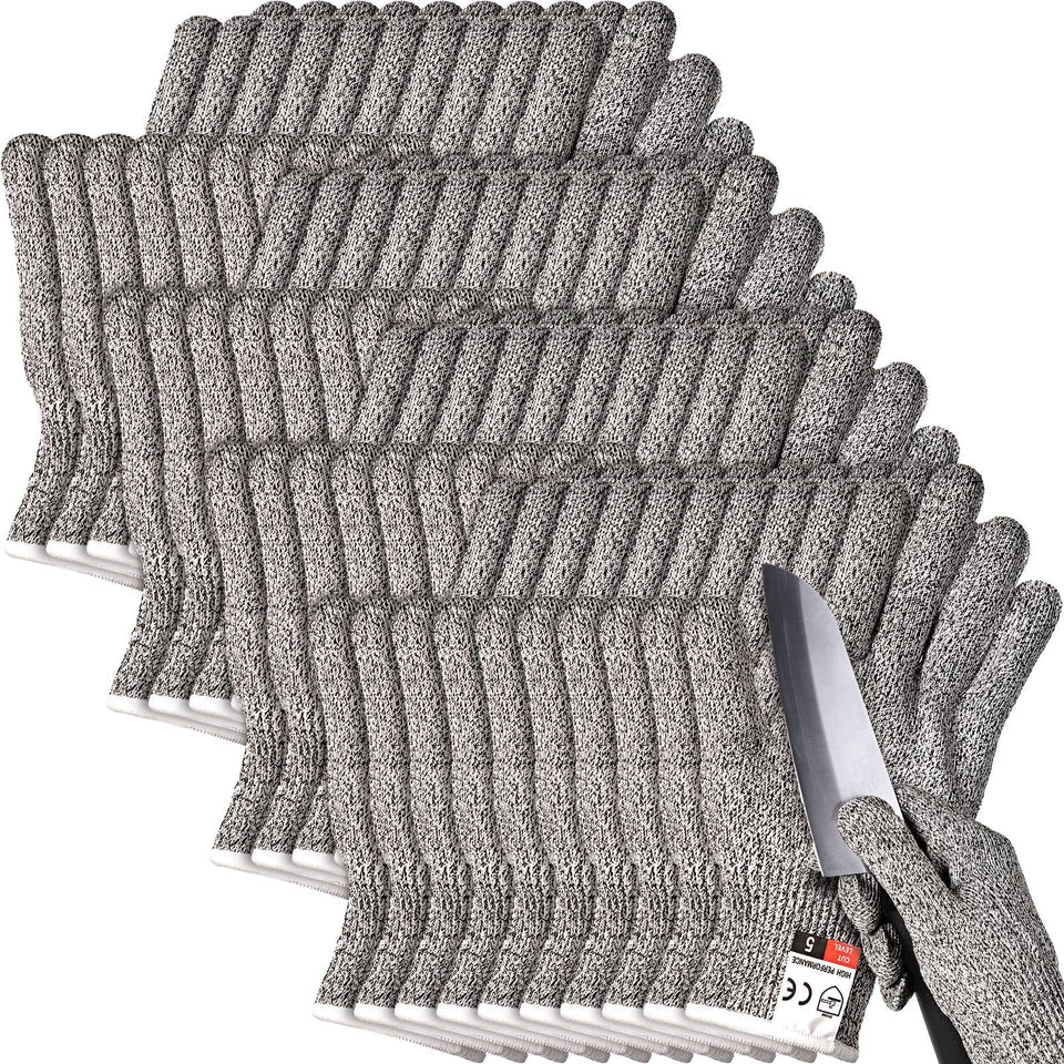 Xuhal 20-pair cut-resistant gloves pack ideal for kitchen prep.
