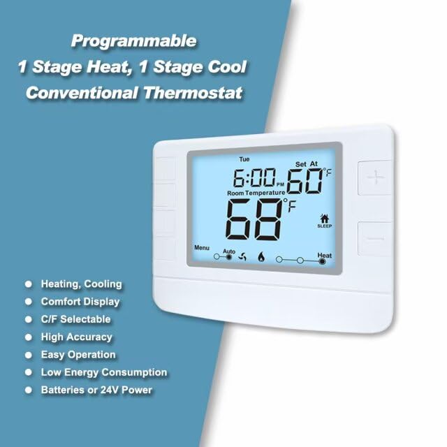 XuLuaba thermostat backlight enhances readability in dim rooms.