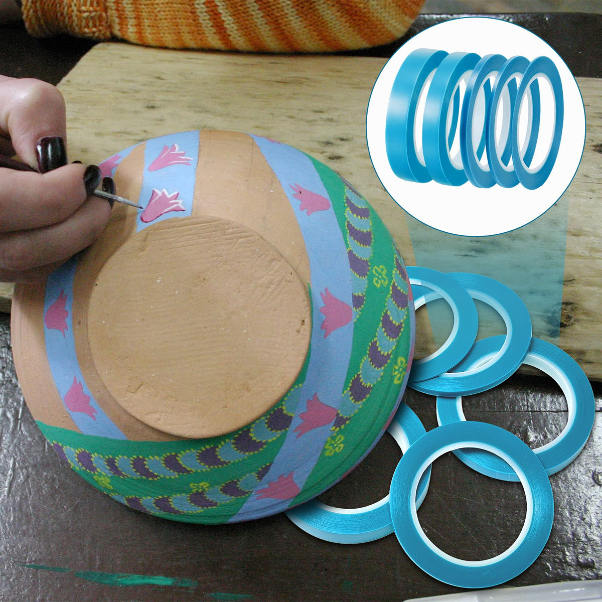 Xuniea 33m blue masking tape rolls for long projects.