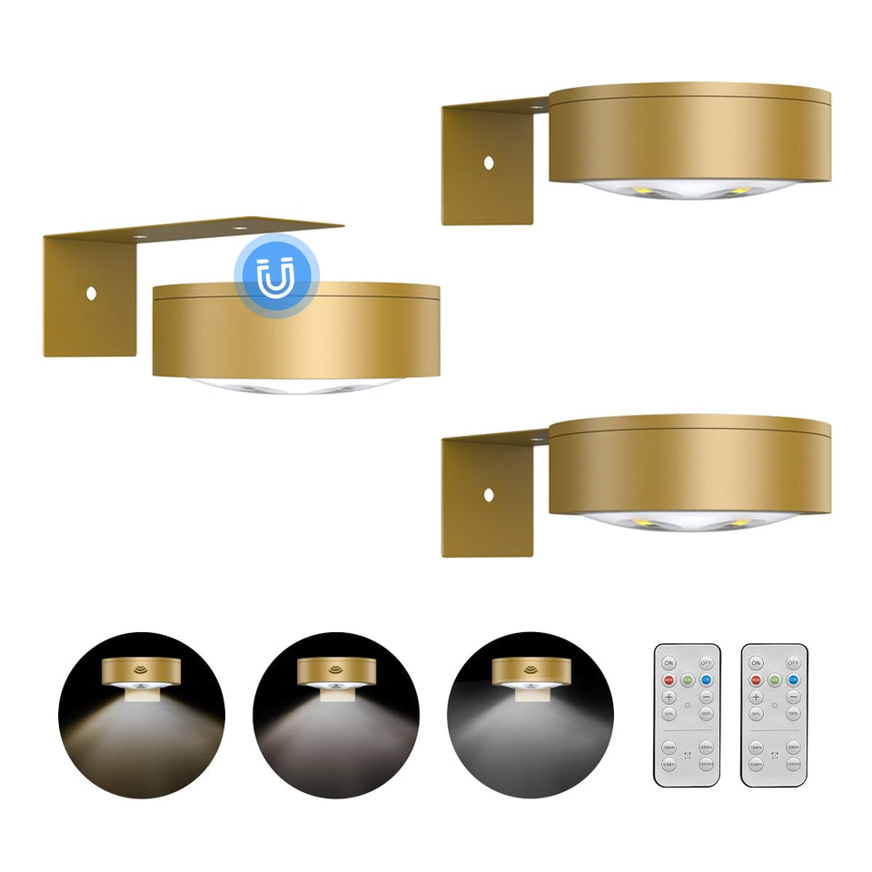 Xuolder 3Pack battery-operated picture lights illuminate artwork without wires