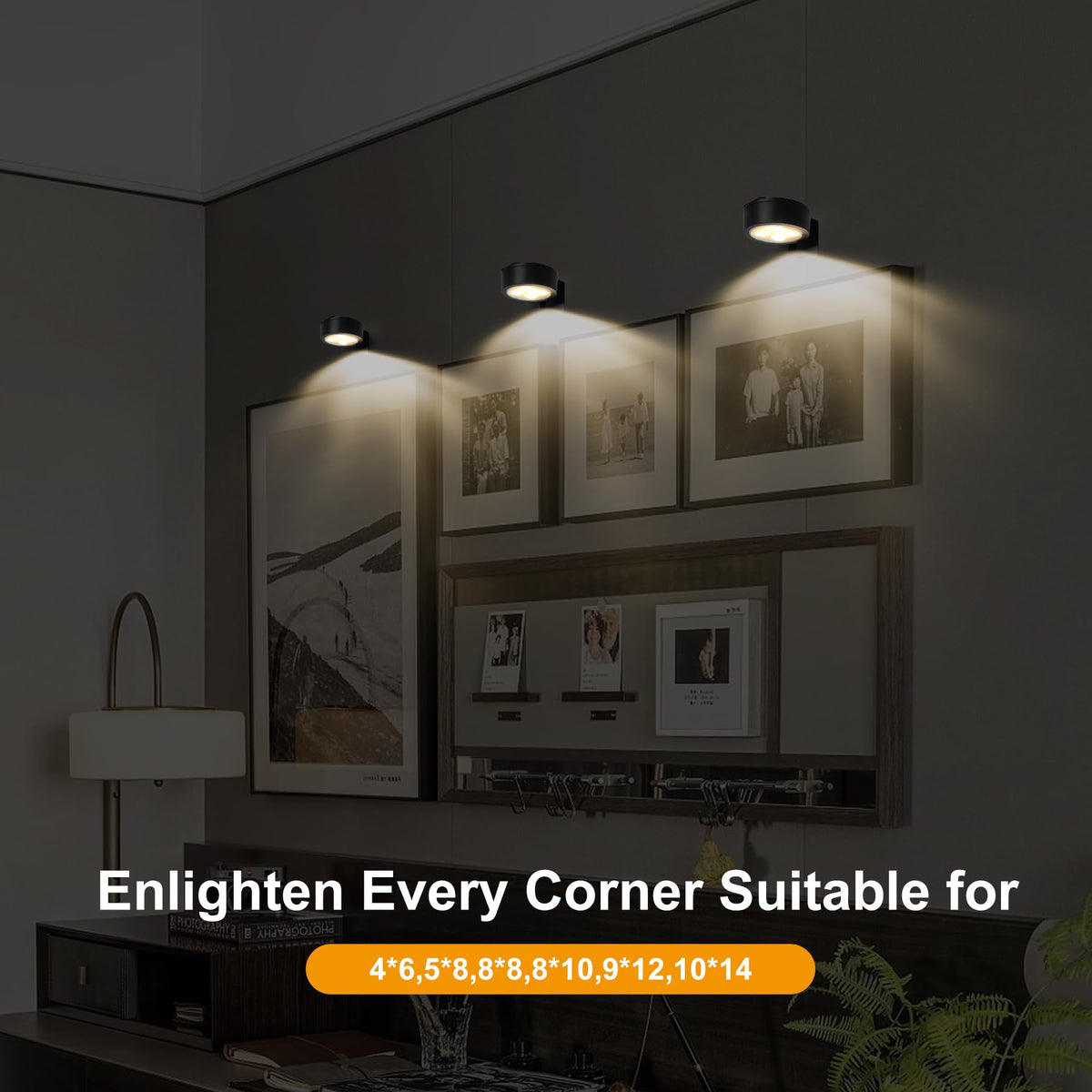 Xuolder battery-operated light powered by 3 AAs to highlight art without wiring