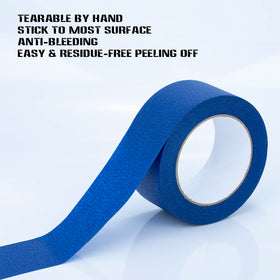 XUXU blue tape adheres to glass, metal, wood, and vinyl surfaces.
