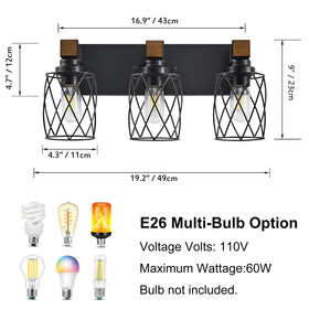 XvmBvm vanity light with E26 socket compatible for customizable bulbs