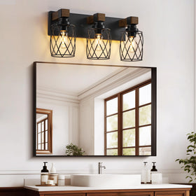 XvmBvm vanity light with wood base and durable construction for rustic style