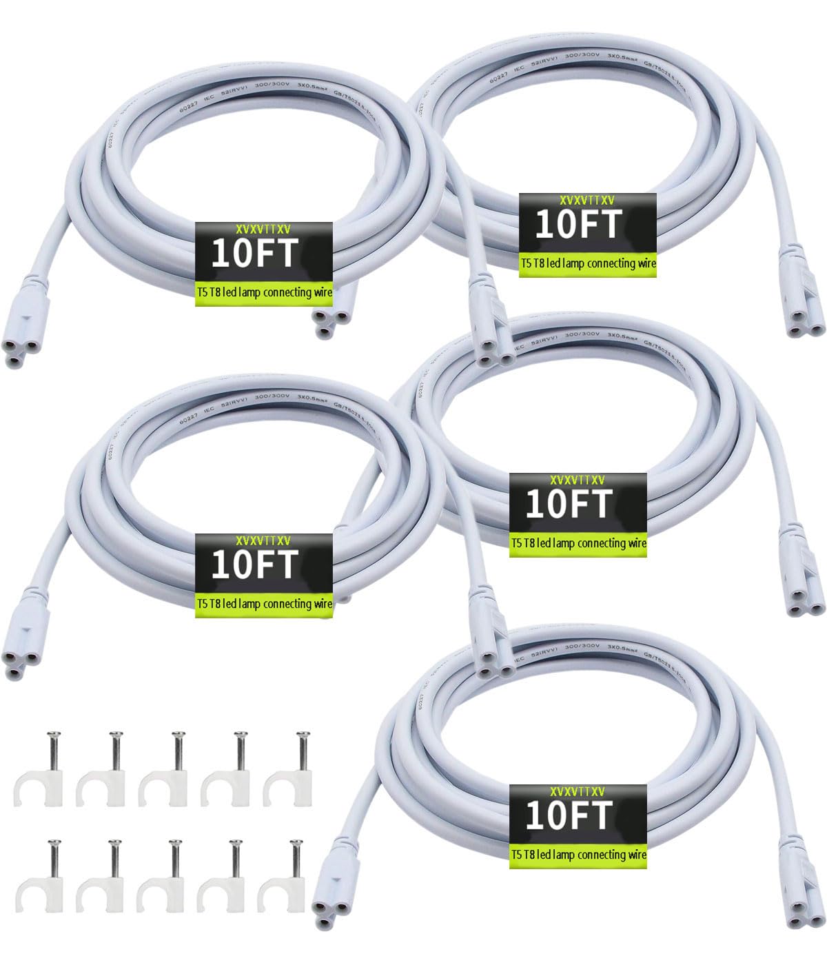 XVXVTTXV T5 T8 extension cord for easy 9.98 ft light linking.