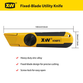 XW fixed-blade knife blade stored inside shell for safety