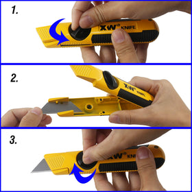XW fixed-blade knife with screw-lock securing the blade