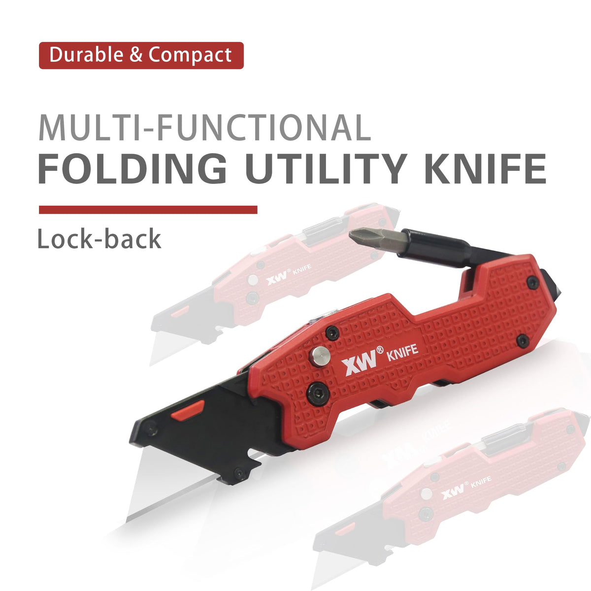 XW folding knife showcasing liner lock safety during operation.