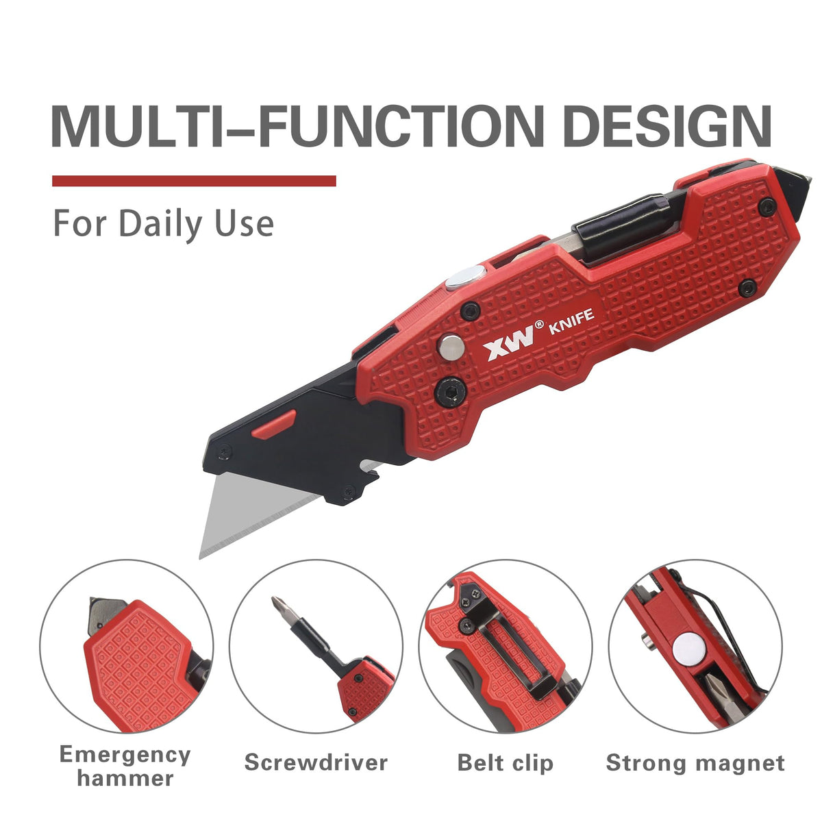 XW folding knife with screwdriver assembly for versatile on-site repairs.