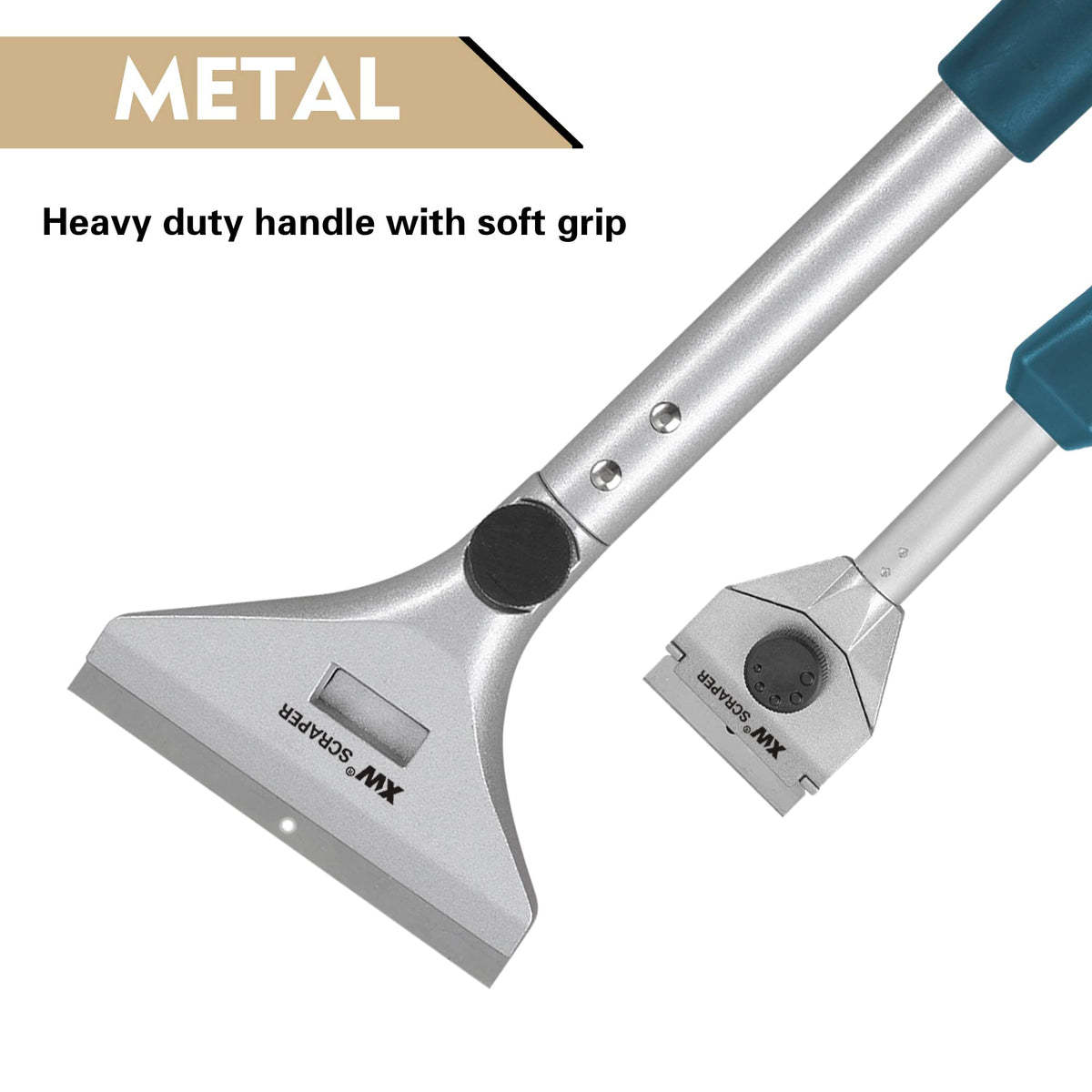 XW heavy-duty putty knife with ergonomic grip for comfort