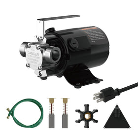 XWILLING 120V electric water pump front view showing compact design for easy setup