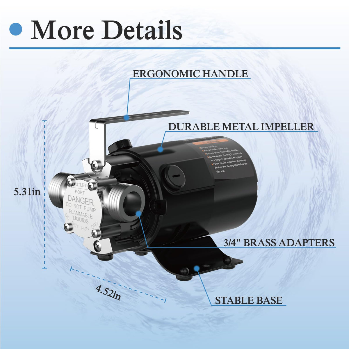 XWILLING 3/4 inch suction port for efficient water pickup