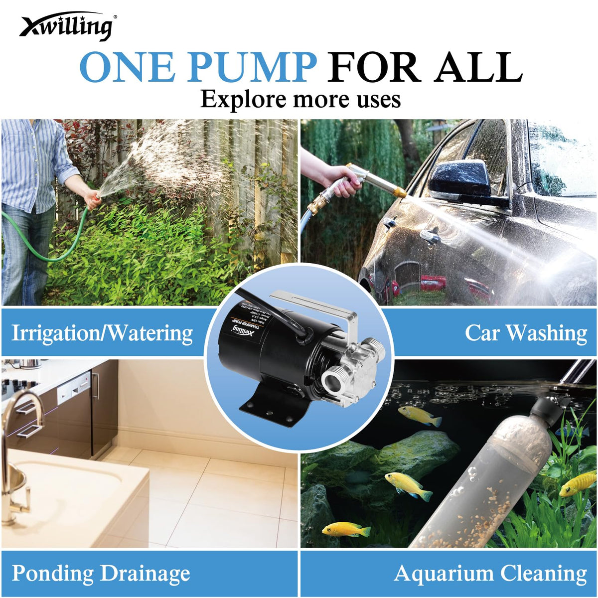 XWILLING durable zinc alloy pump head ensures long lasting operation