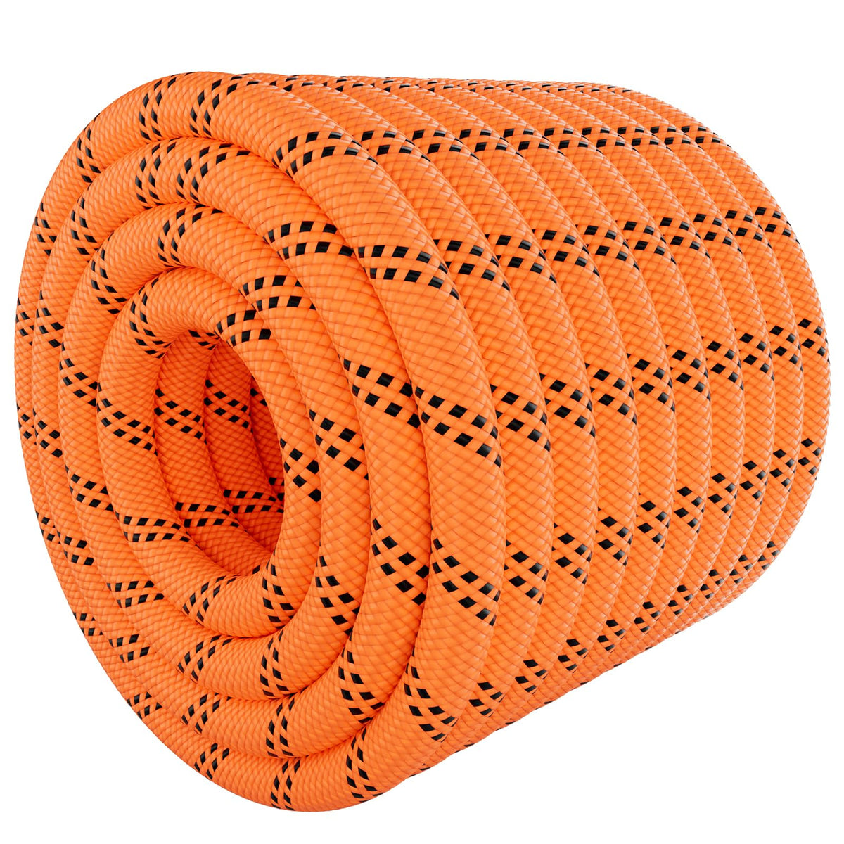 XXBEN braided arborist rope 3/8-inch orange close-up for high-visibility tree rigging.