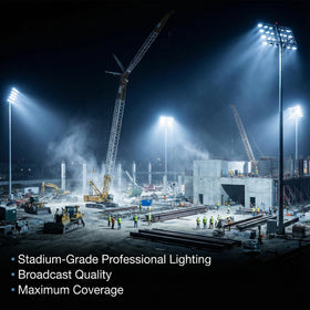XXBSAZ LED flood light at a construction site with broad reach