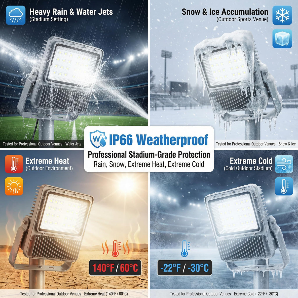 XXBSAZ LED flood light close-up of heat sink for efficient cooling