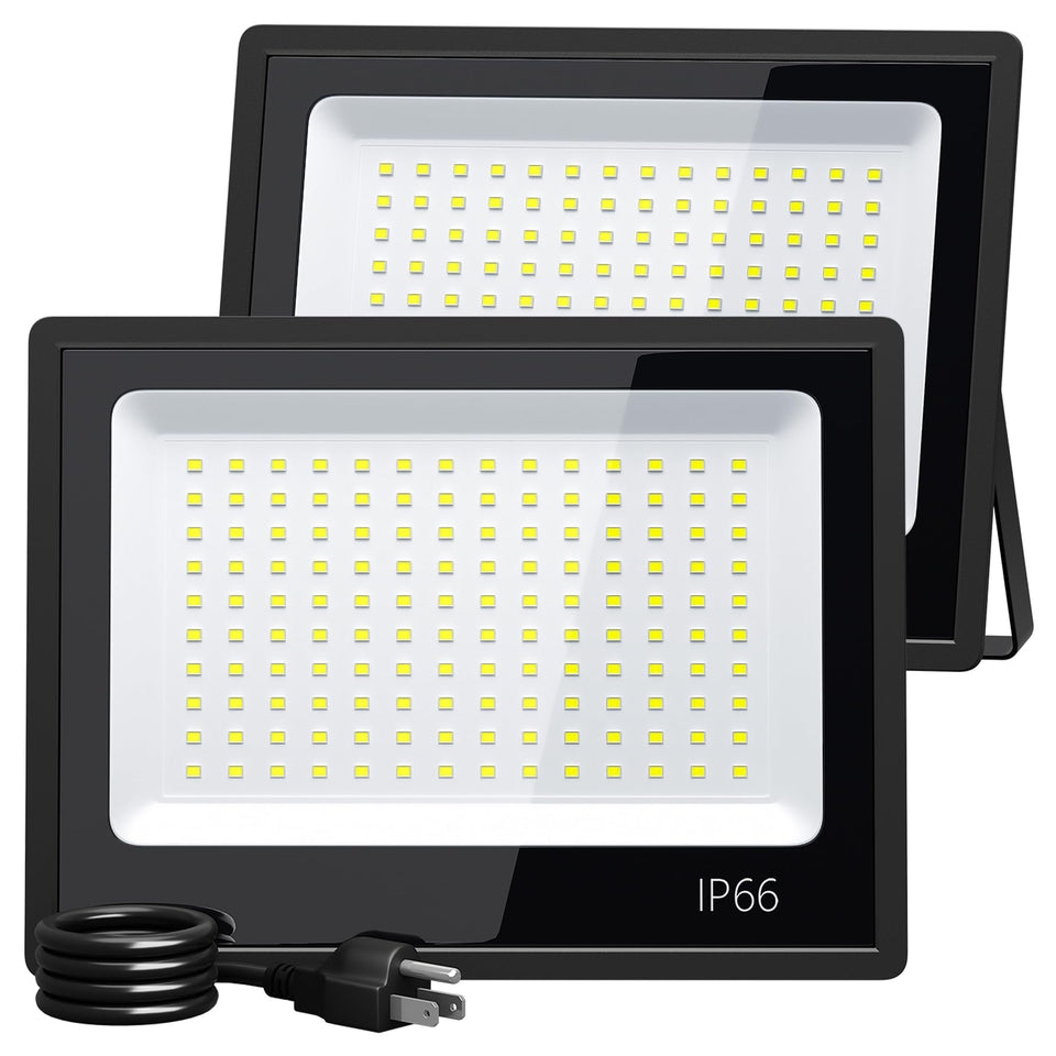 XXBSAZ 100W LED flood light on exterior wall for home safety and bright visibility