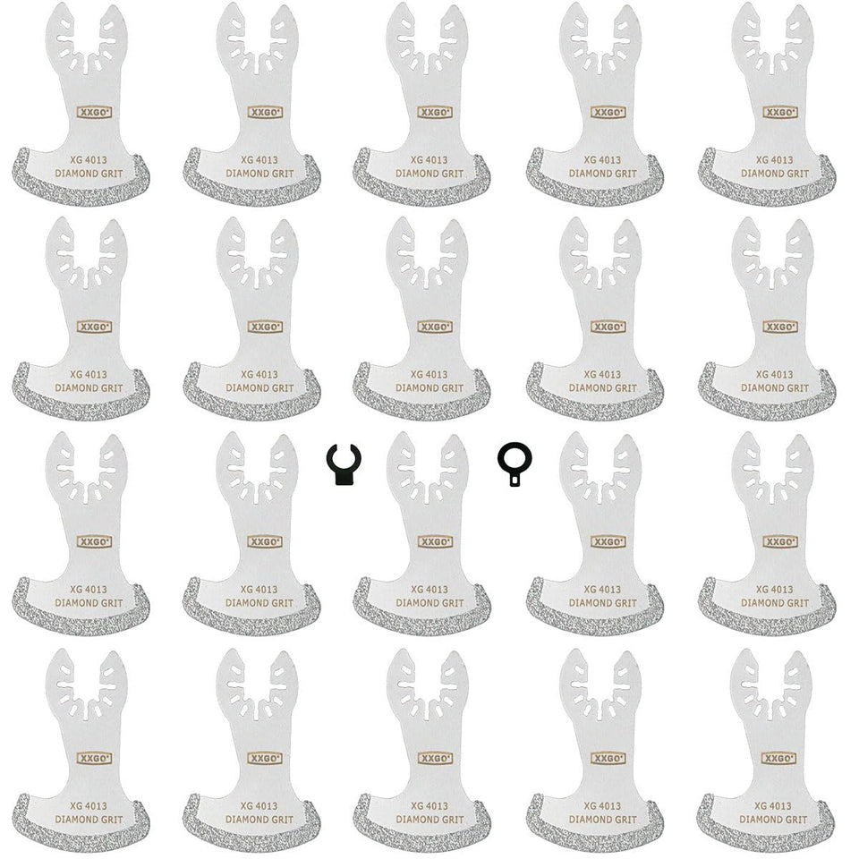 XXGO 20-pcs grout removal blades for oscillating tools, designed for efficient grout cleanup.