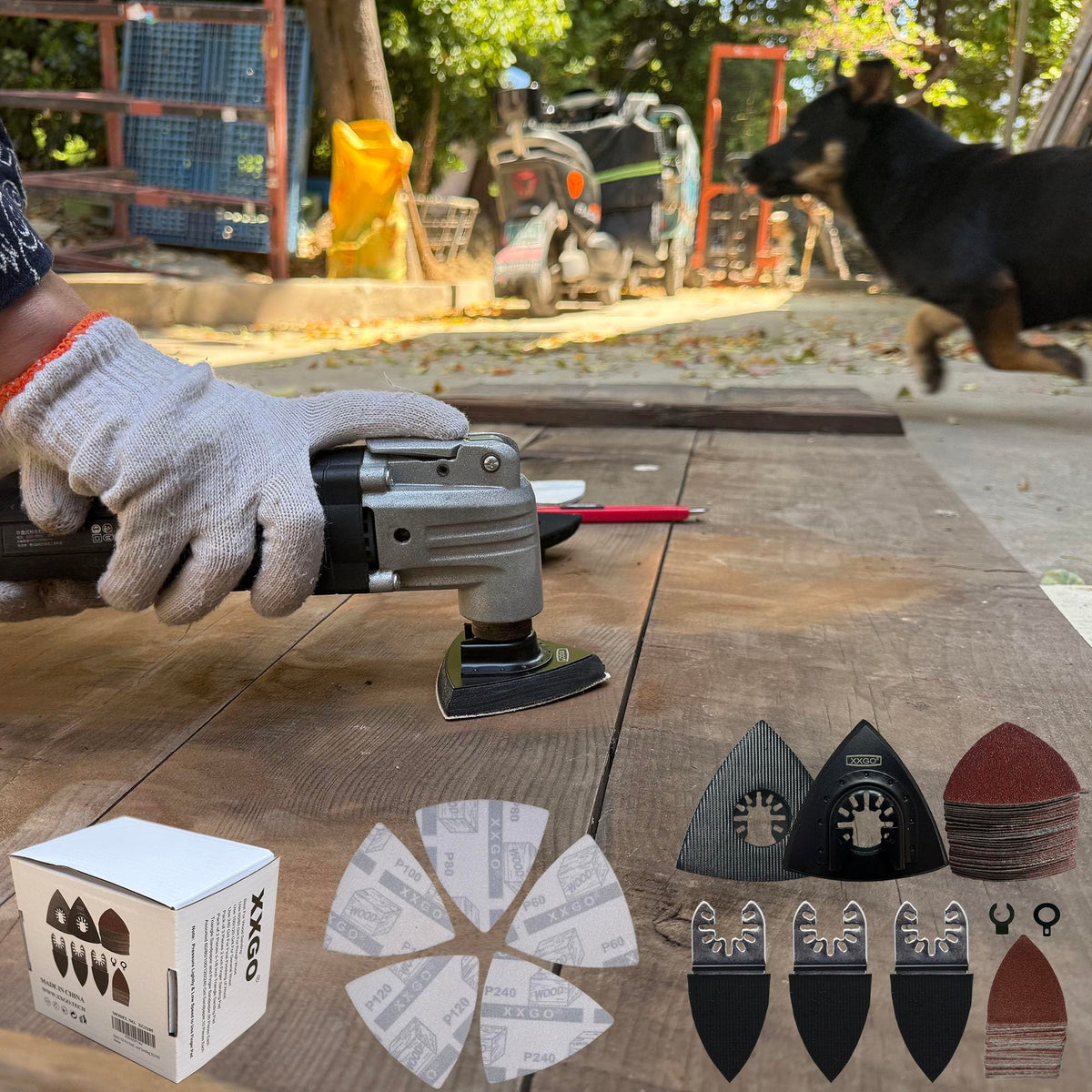 XXGO triangle sanding pads for tight corners and precise shaping.