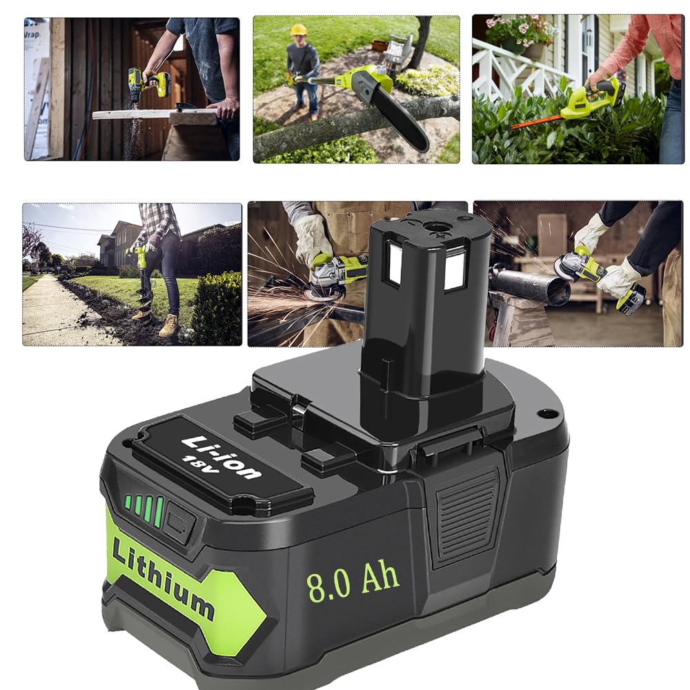 XXPYYGU charger-ready battery with Ryobi 18V system compatibility.