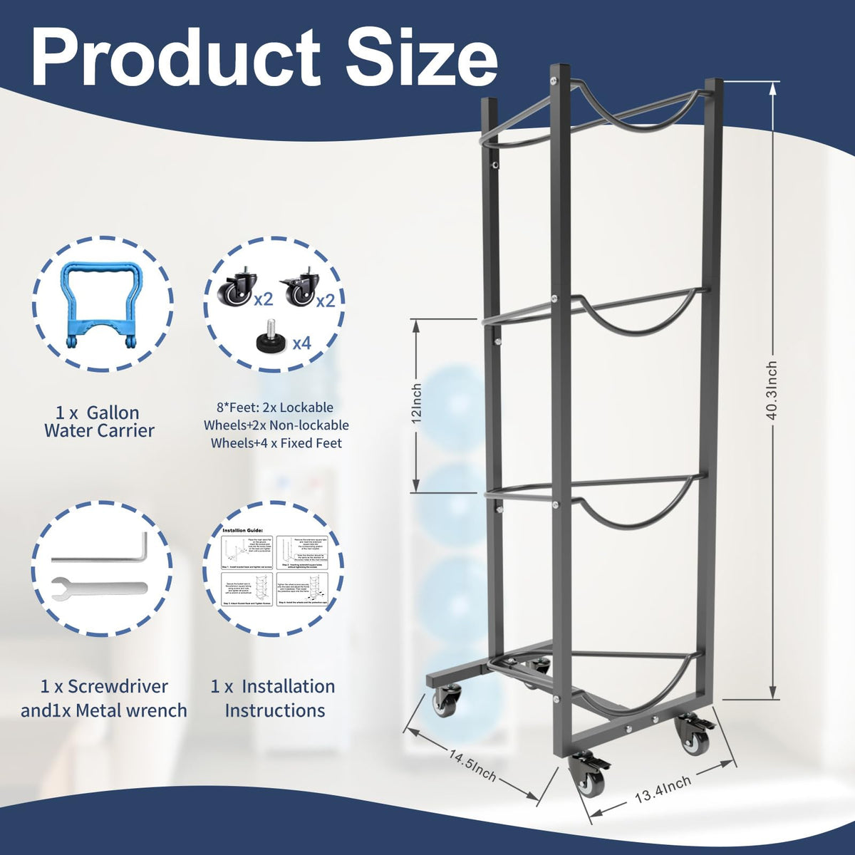 XXSJ water-jug cart moves quietly on smooth floors