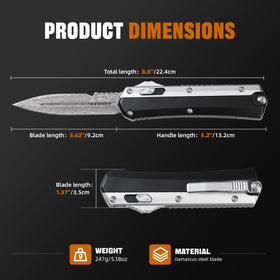 Close-up of the retractable box cutter feature for precise cutting.