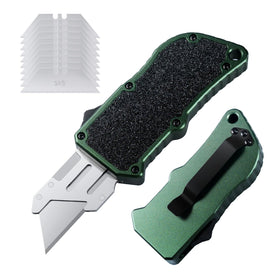 XXV OTF aluminum utility knife front view showing compact, safe design for everyday tasks