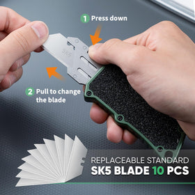 XXV OTF knife with retractable blade for safer cutting in tight spaces