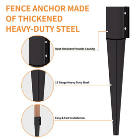 XYADX metal post base with black powder coat resists rust and weather.