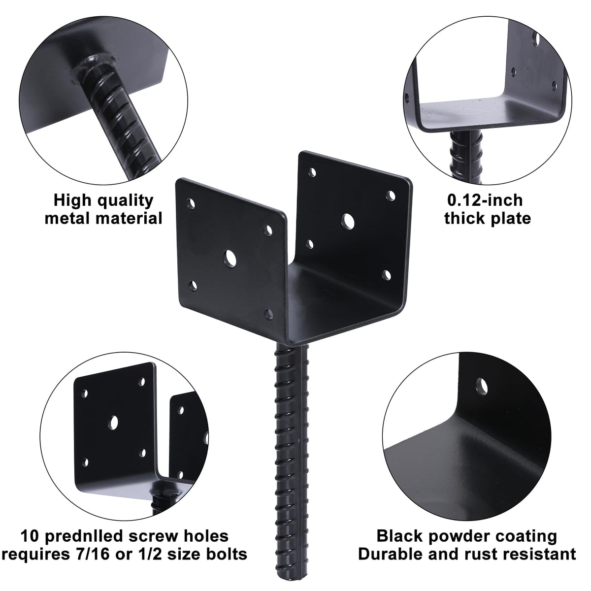 XYADX concrete post base 4x4 with pre drilled holes enables quick mounting.